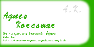 agnes korcsmar business card